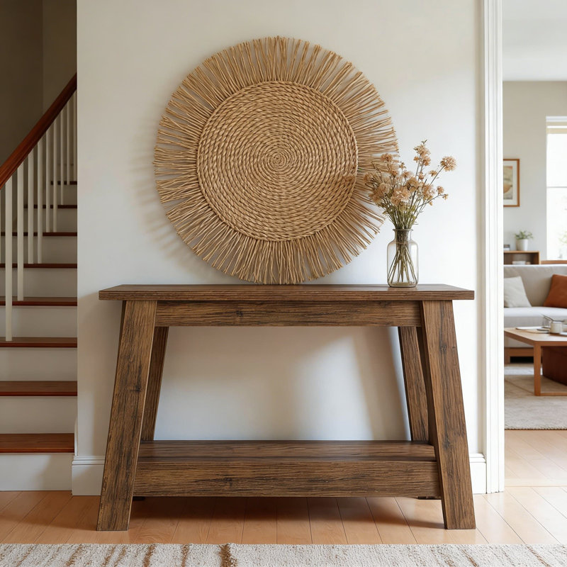 Console Farmhouse avec rangement à 2 niveaux, canapé étroit pour le vestibule, le salon, le couloir et le vestibule, finition brun rustique pour les petits espaces