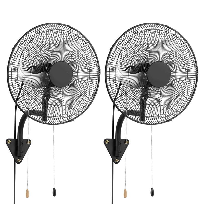 Ventilateur mural, ventilateur suspendu mural de 18 po oscillant, 3 vitesses, longue distance de circulation d'air, angle de rotation réglable, mécanique puissant pour l'industrie, commercial, garage, atelier, gymnase