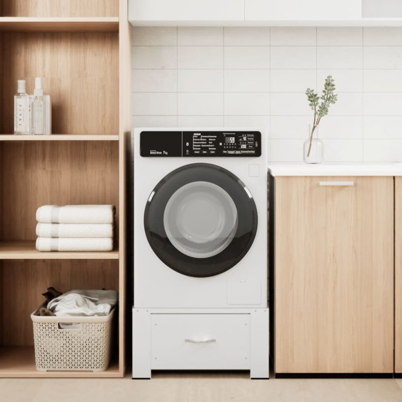 vidaXL Washing Machine Pedestal with Drawer White