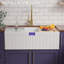 Évier de poste de travail à tablier frontal en argile réfractaire 31 po x l 18 po pour cuisine, évier de ferme blanc cannelé à simple cuve, 4 accessoires personnalisés inclus