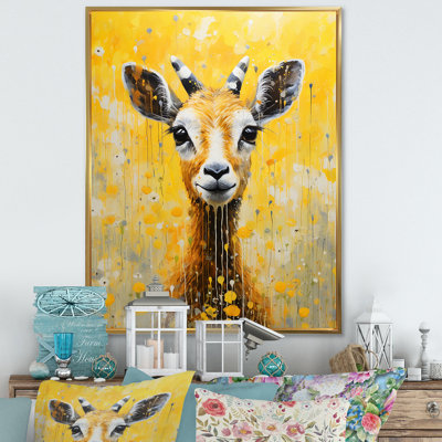 " Popart Yellow Goat Portrait "