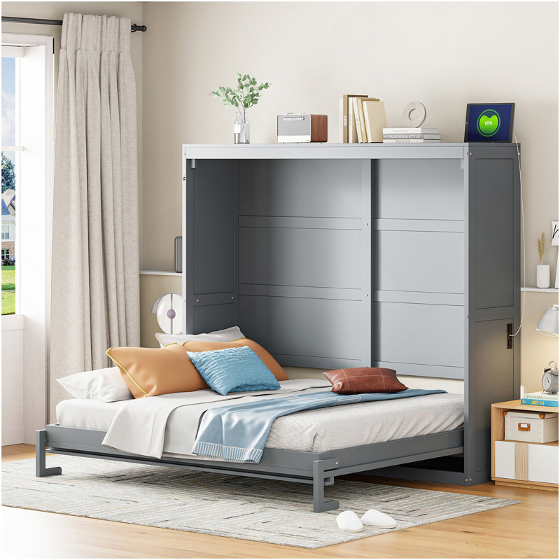 Full Size Murphy Bed Wall Bed,Gray