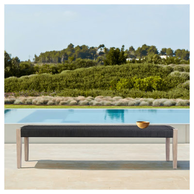 Banc de salle à manger intérieur/extérieur Ethre en bois d'eucalyptus et corde anthracite
