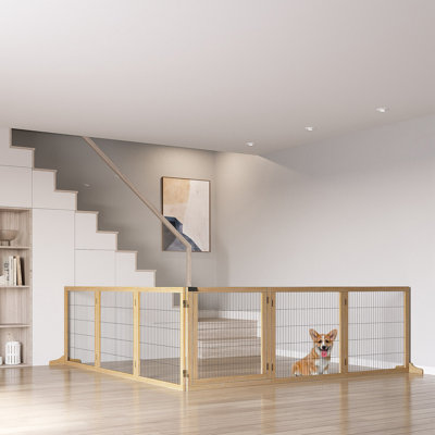 Barrière de sécurité autoportante pour animaux 6 panneaux pliable avec 2 pieds de soutien