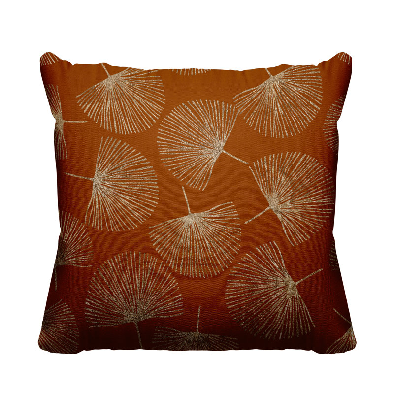 Coussin intérieur / extérieur Joba Dandilion, L 19 po x H 19 po, Orange / doré