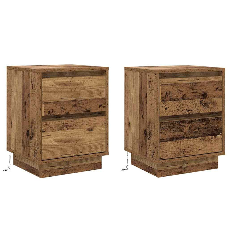 Bedside Cabinet With Drawer 2 Pcs 39 X 34.5 X 50 Cm, Old Wood