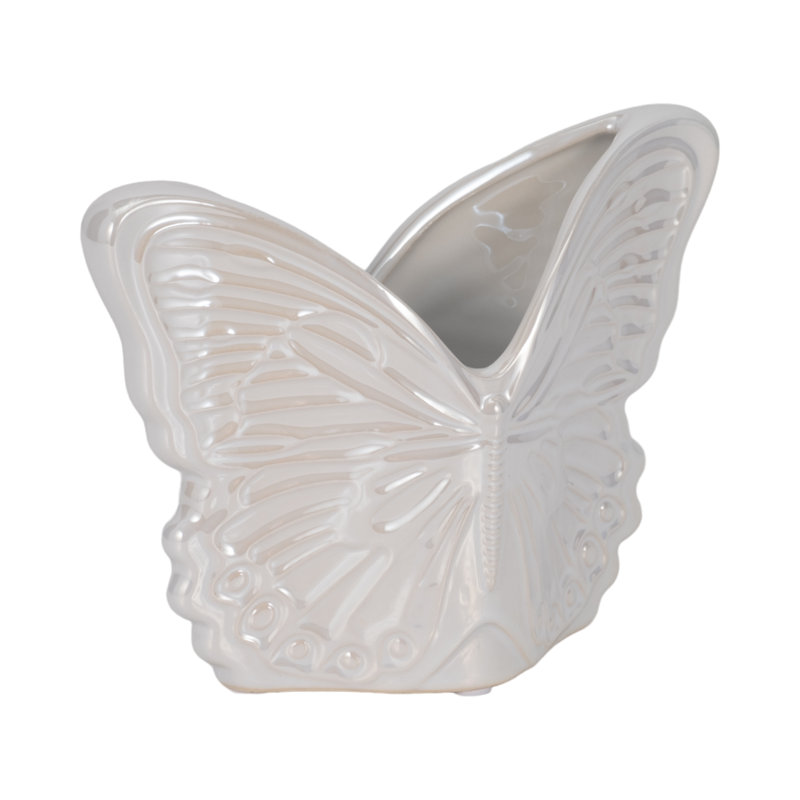 Sagebrook Home 7" Butterfly Planter, Ivory, 5" H x 7" W 3" D