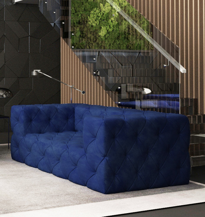 Jannie 2 Seater Velvet Sofa, Navy Blue