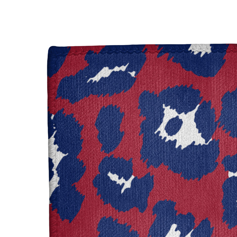 Imprimé animalier rouge/bleu marine/Tapis décoratif blanc, Rectangle 9 pi x 12 pi
