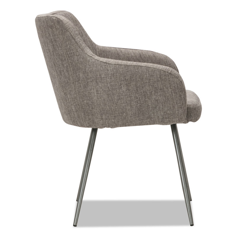 Contemporary Gray Tweed Captain's Chair with Chrome Base