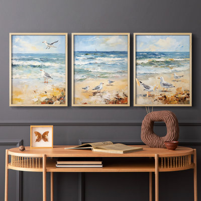 Série Sea and Shore CXII - Ensemble de 3 estampes numériques encadrées - Prêt à être accroché