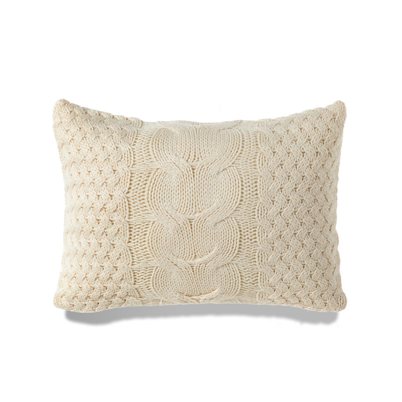 Housse de coussin et insert Banff, Crème, Mélange de duvet, H 16 po x l 24 po