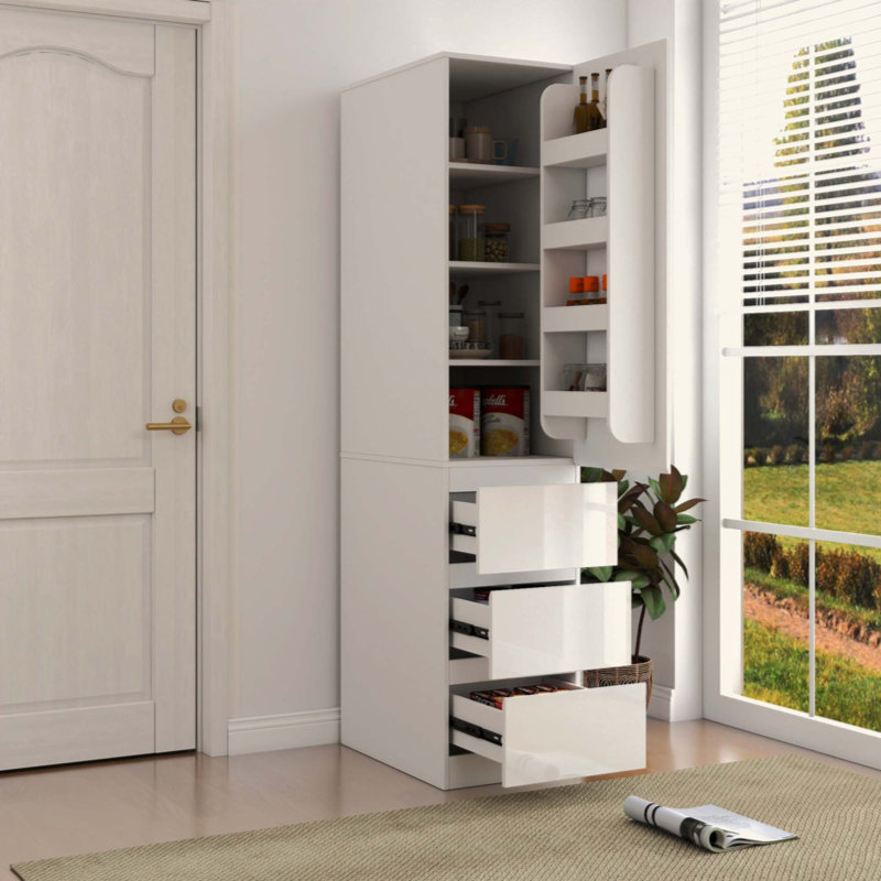 Armoire de rangement pour garde-manger, armoire à provisions avec portes, étagères et tiroirs