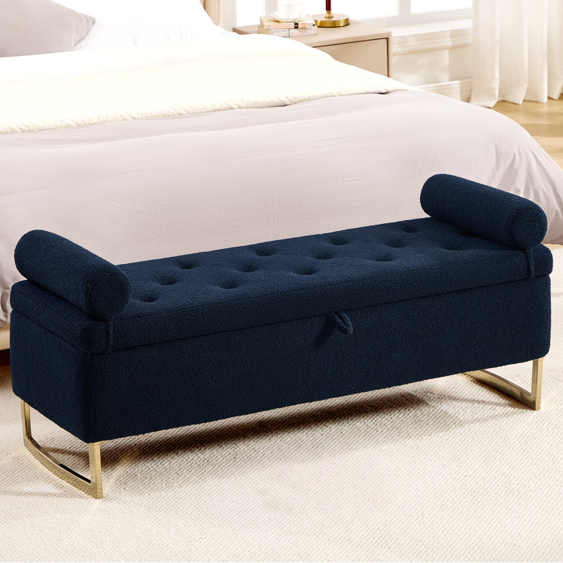 Teddy Upholstered Bench, Bleu