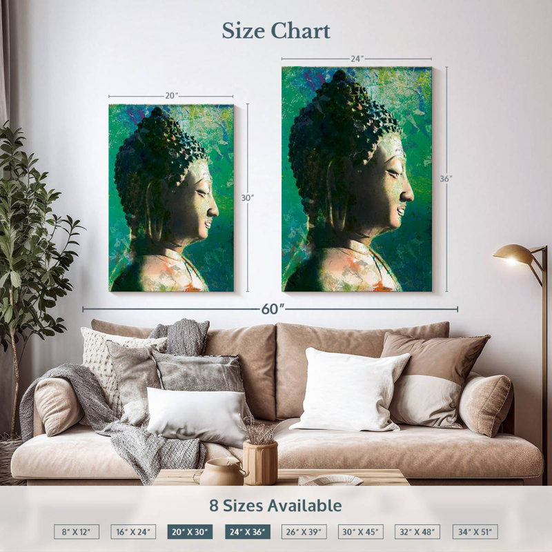 Adella Buddha Head Profile II, 36" H x 24" W