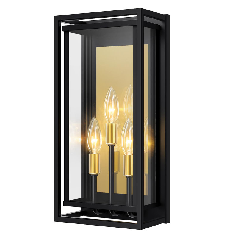 Outdoor Wall Light with a Gold Back Panel