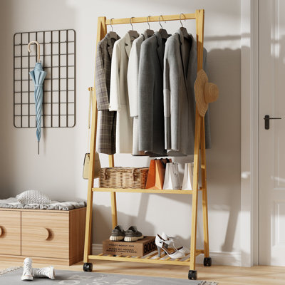 Portemanteau avec tablettes et roulettes, portemanteau à vêtements avec tringle à vêtements
