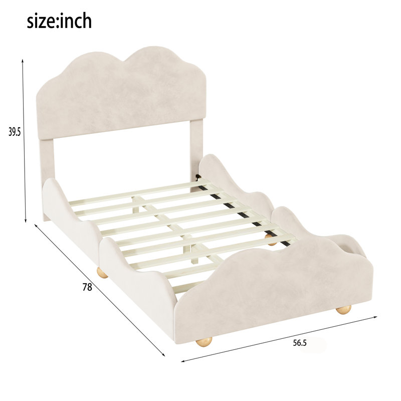Lit plateforme 39,5 po Naylani, Double, Beige
