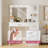 Makeup Vanity Desk with Power Outlet & Hair Dryer Holder-1882848125