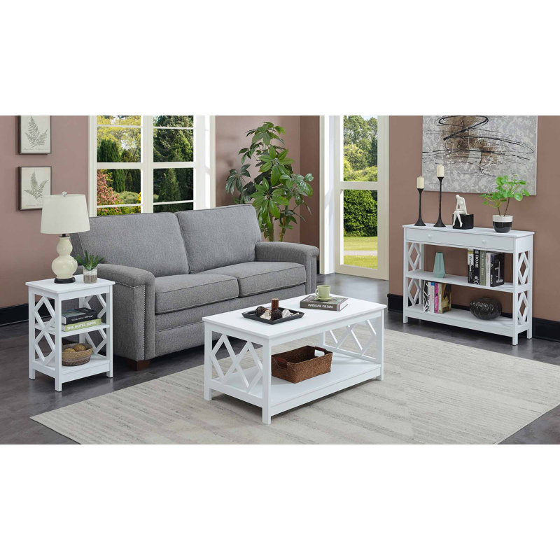 Table basse 39,5 "avec tablette Dimson, Blanc