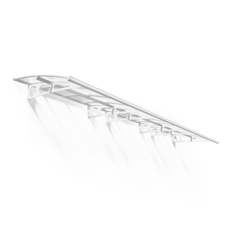 Palram - Canopia Bordeaux 22' x 5' Polycarbonate Galvanized Steel Clear Convex Stationary Door and Window Awning White/Diffused