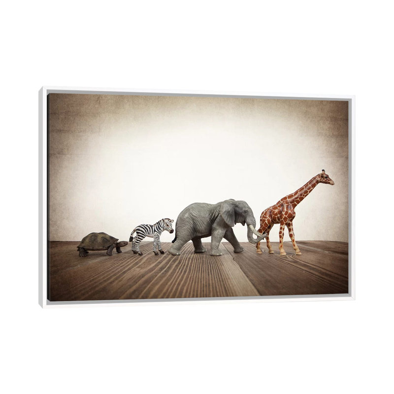 Safari Line I - Print on Canvas, 66.04 cm H x 45.72 cm W, White Framed