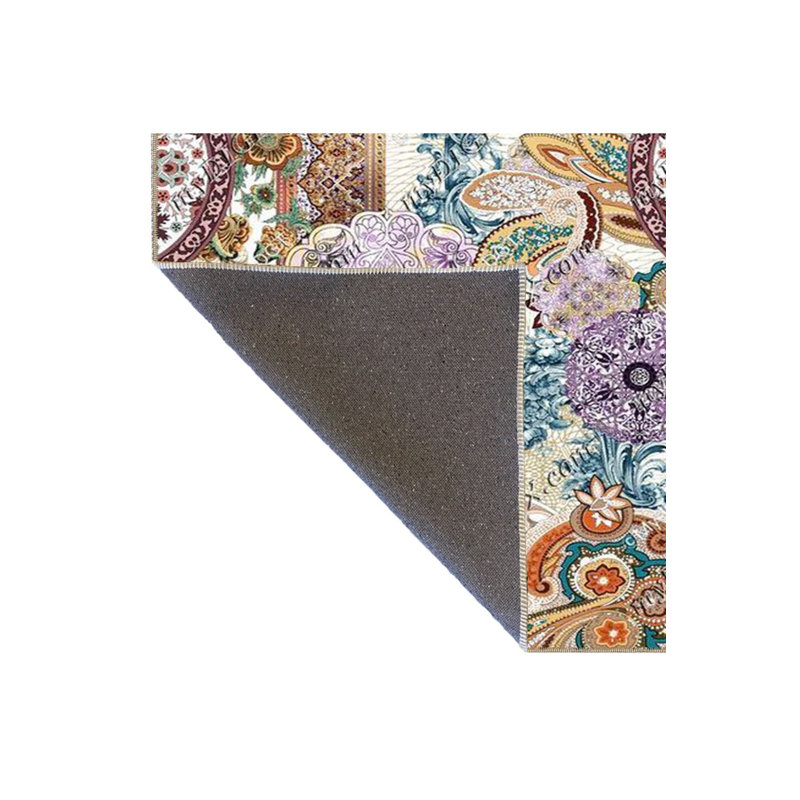 Tapis tissé multicolore à motif moderne et base lavable décorative, Carré 3 pi 3 po