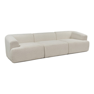 Stylish 3-Seat Sofa, White Soft Texture Fabric, 109.1 x 28.3 x 40.6 inches | Durable Beech & Fir Frame with Chipboard | Comfortable Seat Height: 17.3 inches & Depth: 30.7 inches | Perfect for Living Room & Family Spaces