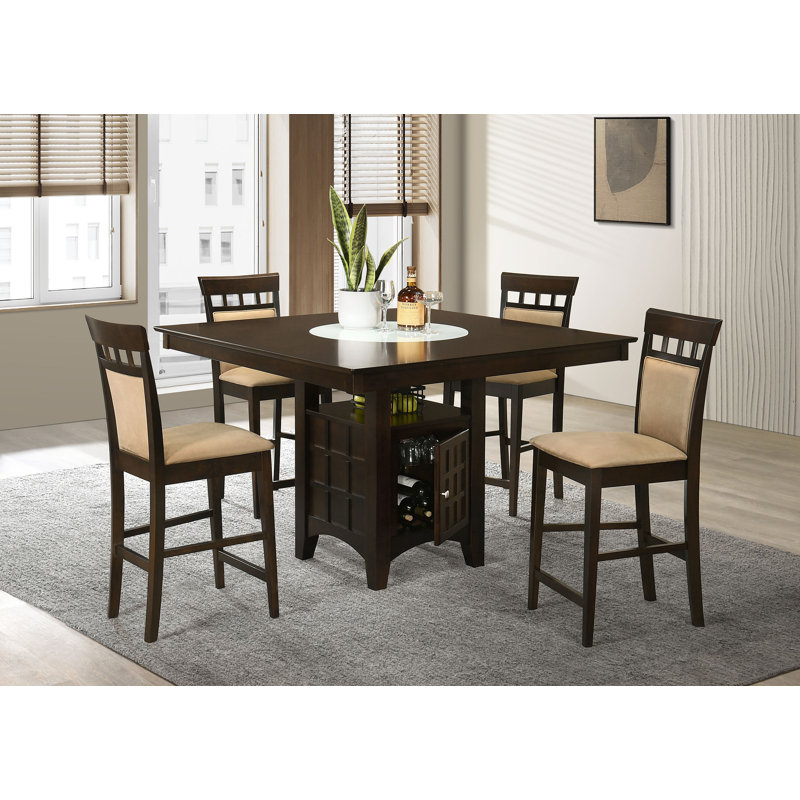 Sophisticated 5-Piece Set - Square Counter Height Dining Set Cappuccino, Designed For Style And Comfort Fathema 5-Piece Square Counter Height Dining Set Cappuccino