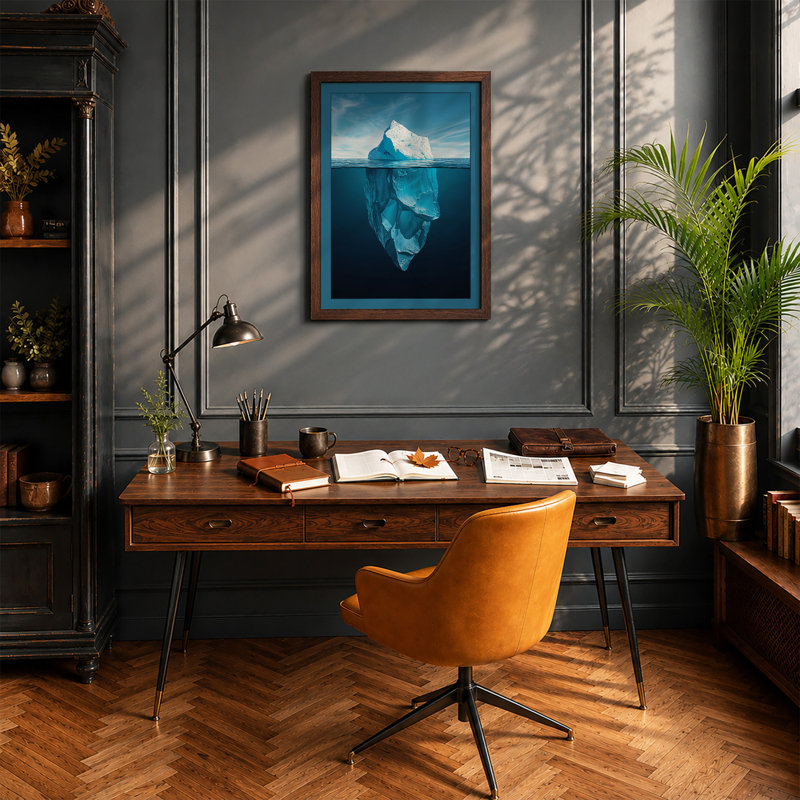 Iceberg Below Coastal - Framed Print, Walnut, A4 - 29.7 x 21.0 cm