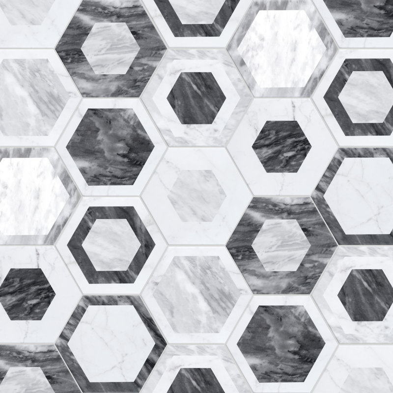 Classico Bardiglio Hex 7" x 8" Porcelain Patterned Wall & Floor Tile