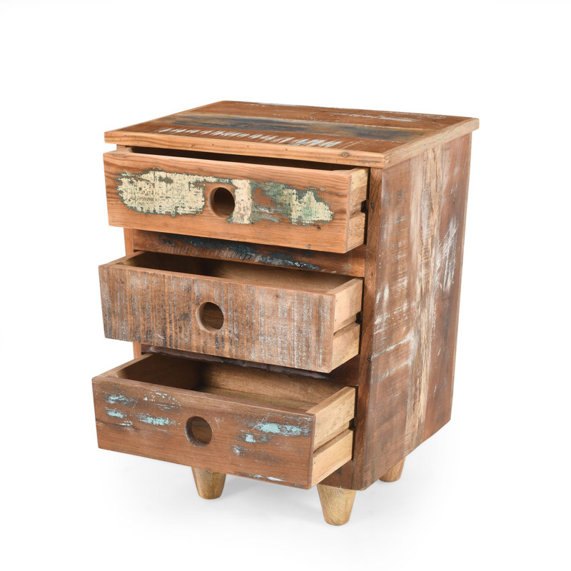 End Table, Nightstand, Side Table With 3 Drawers
