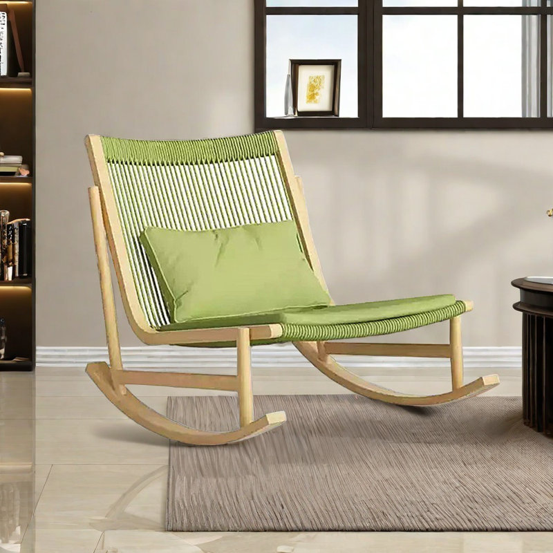 Chaise berçante ergonomique en aluminium robuste, Vert, Marron clair