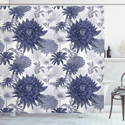 Dahlia Flower Shower Curtain with Hooks Included
