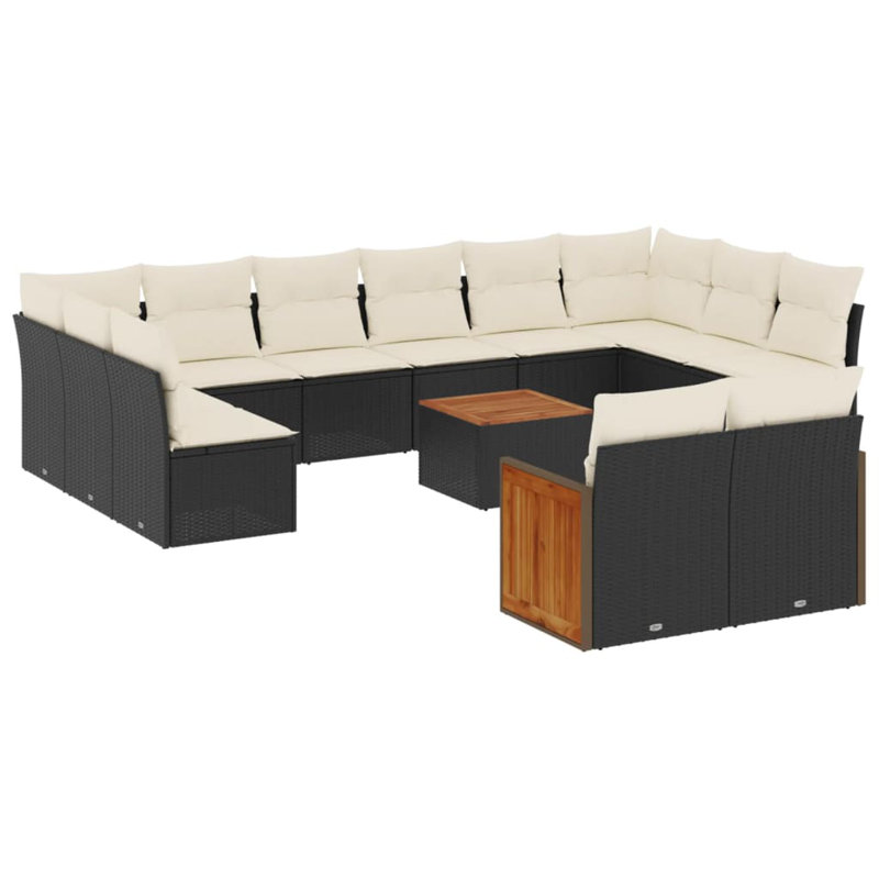 Ensemble de canapé de jardin Vidaxl noir, blanc crème
