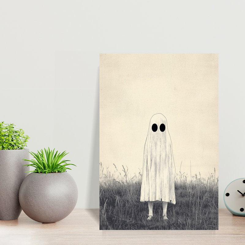 Mystérieux enfant fantôme, art abstrait rétro, H 18 po x l 12 po