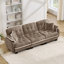 Canapé 3 places Chenille Cloud avec bordure à pompons et coussins assortis-1881479874