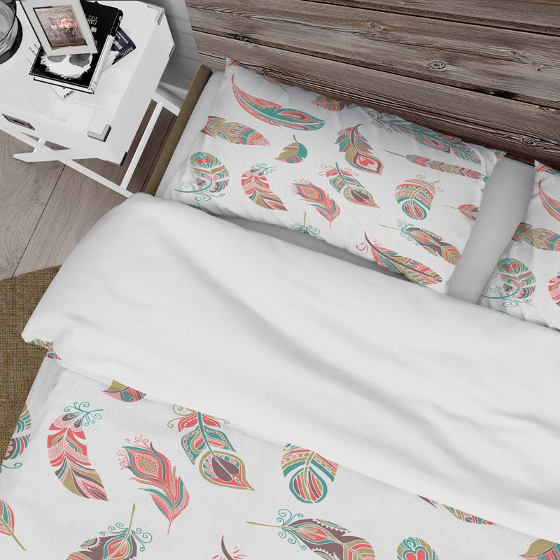 Ensemble de housse de couette Bohemian Colorful Feathers II - Microfibre polyester