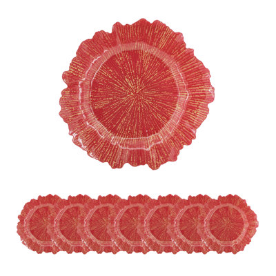 Paquet de 8 assiettes de présentation en plastique de 13 pouces, doublures d'assiettes décoratives pour les mariages, les fêtes et les tables de fêtes