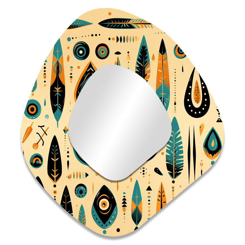Nomadic Treasures Boho, motif II - miroir mural géométrique asymétrique, 35 po x 31 po