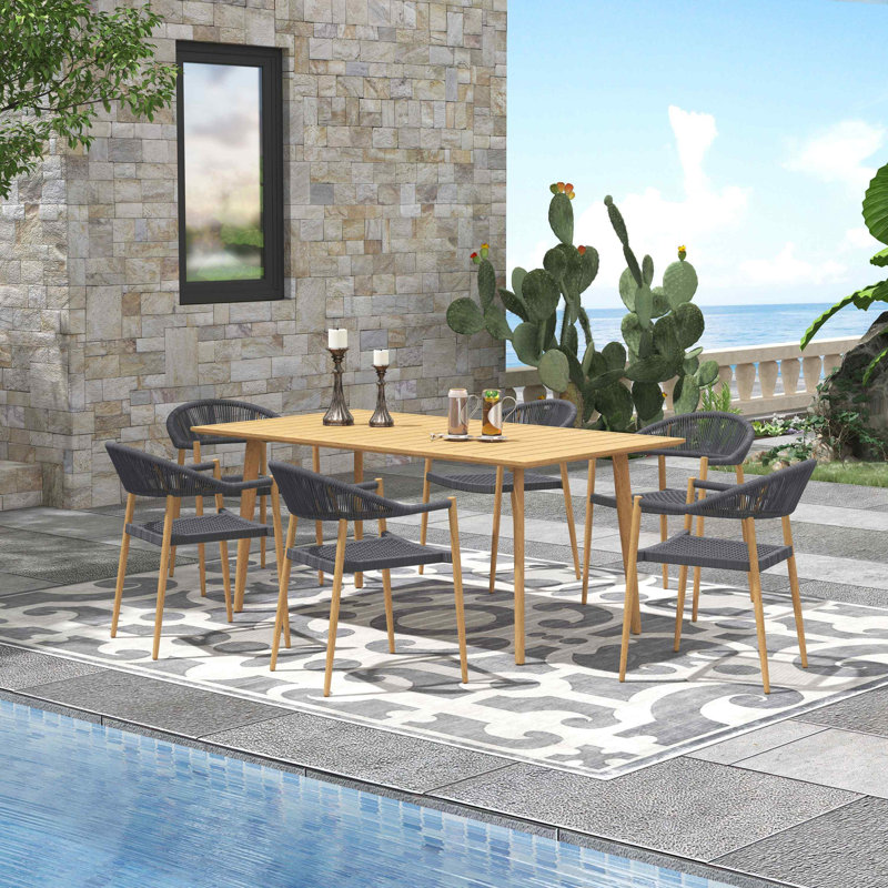 Oniel 67'' Rectangular 6 - Person Outdoor Dining Set