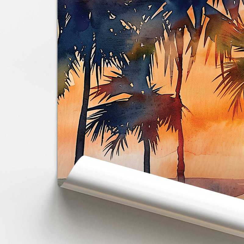 «Golden Hour Palms», impression roulée, H 8 po x l 10 po