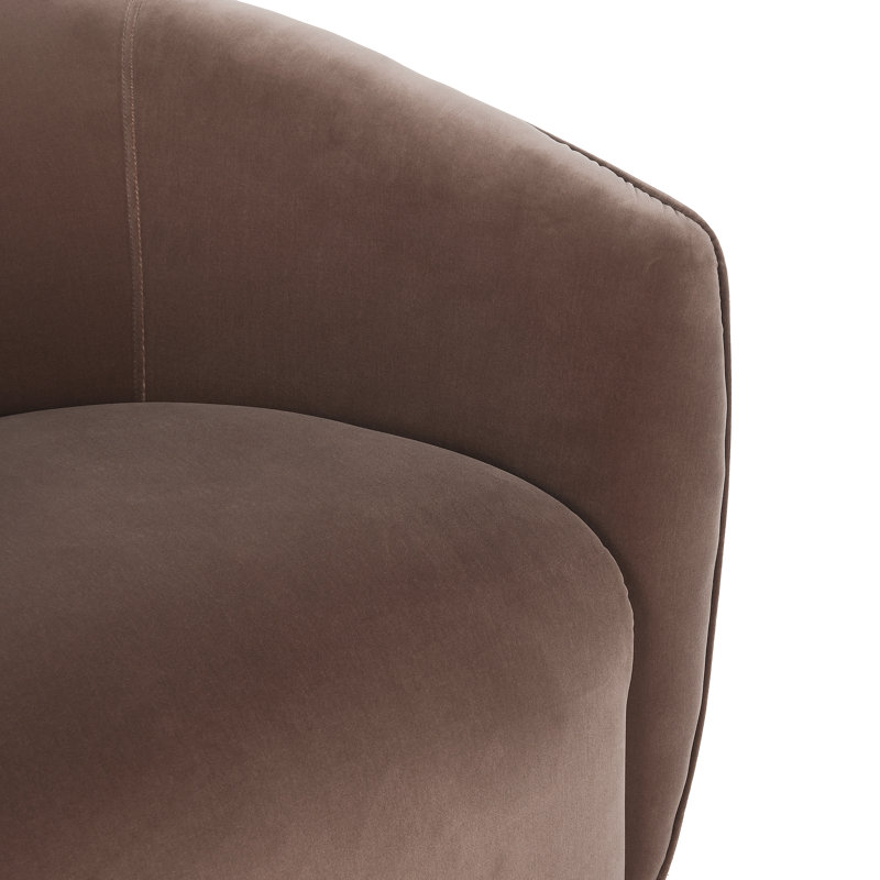 Layla Swivel Barrel Chair, Brown Velvet