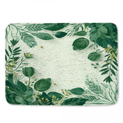 Green Leafy Border Bath Mat