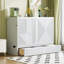 Lit escamotable double avec grand tiroir, ports et prises USB, blanc