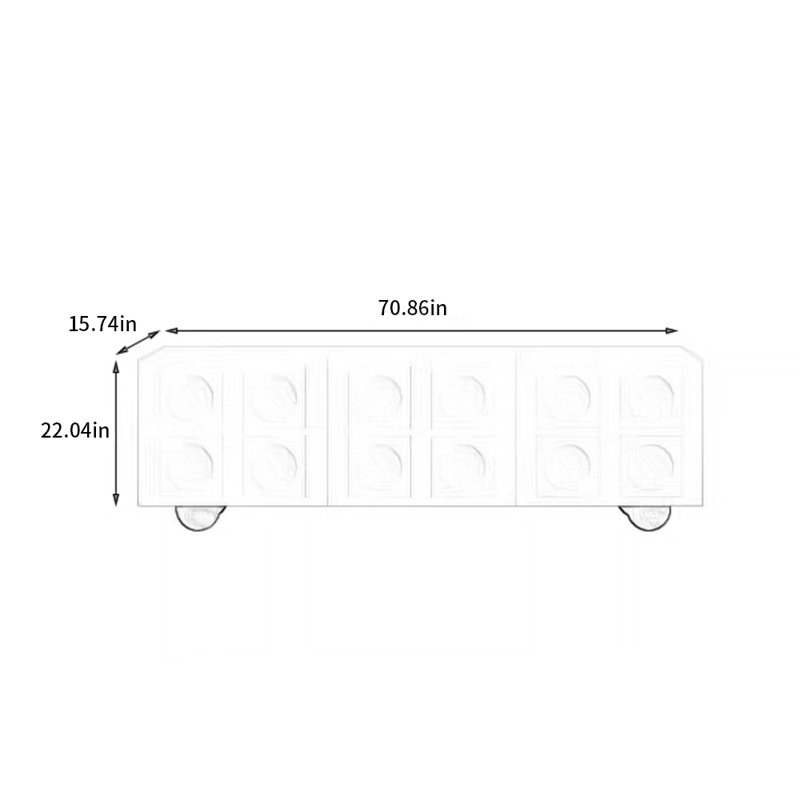 Meuble télé simple en bois massif blanc crème