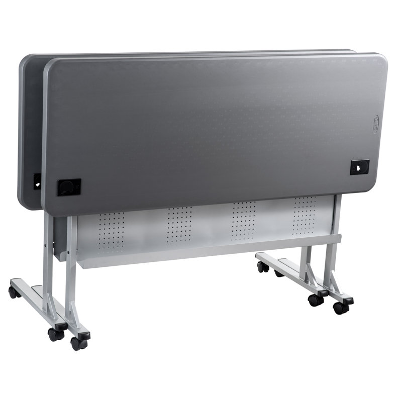 Training Rectangle Flip Top Training Table with Casters and Modesty Panel and Cable Management, 29.5" H x 72" L x 24" W