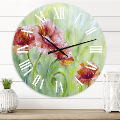 Red Blossoming Poppies II - Horloge murale traditionnelle