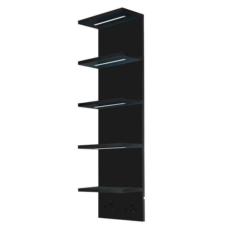Étagère lumineuse à DEL à 5 niveaux avec 2 crochets, étagère utilitaire colonne, noir Sorbus, Noir
