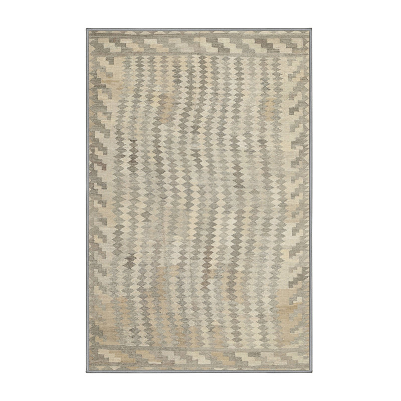 Tapis de zone d’olive clair contemporaine, Rectangle 5 pi x 7 pi